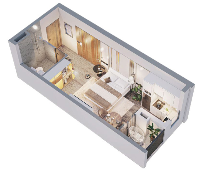 Thiết kế căn Studio Evergreen Tràng Duệ