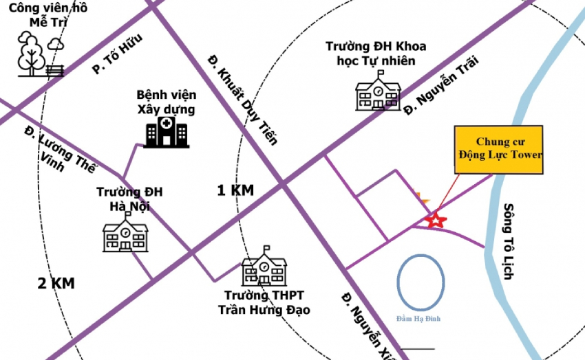 Động Lực Tower sở hữu vị trí trung tâm tại quận Thanh Xuân